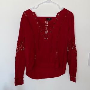 Women’s red lace top